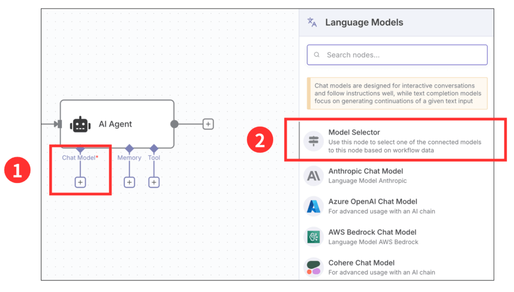 AIエージェントノードにモデルセレクターを追加