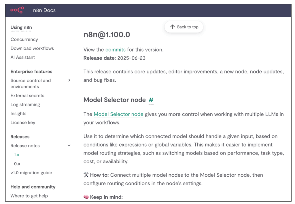 n8nの「モデルセレクター」リリースノート