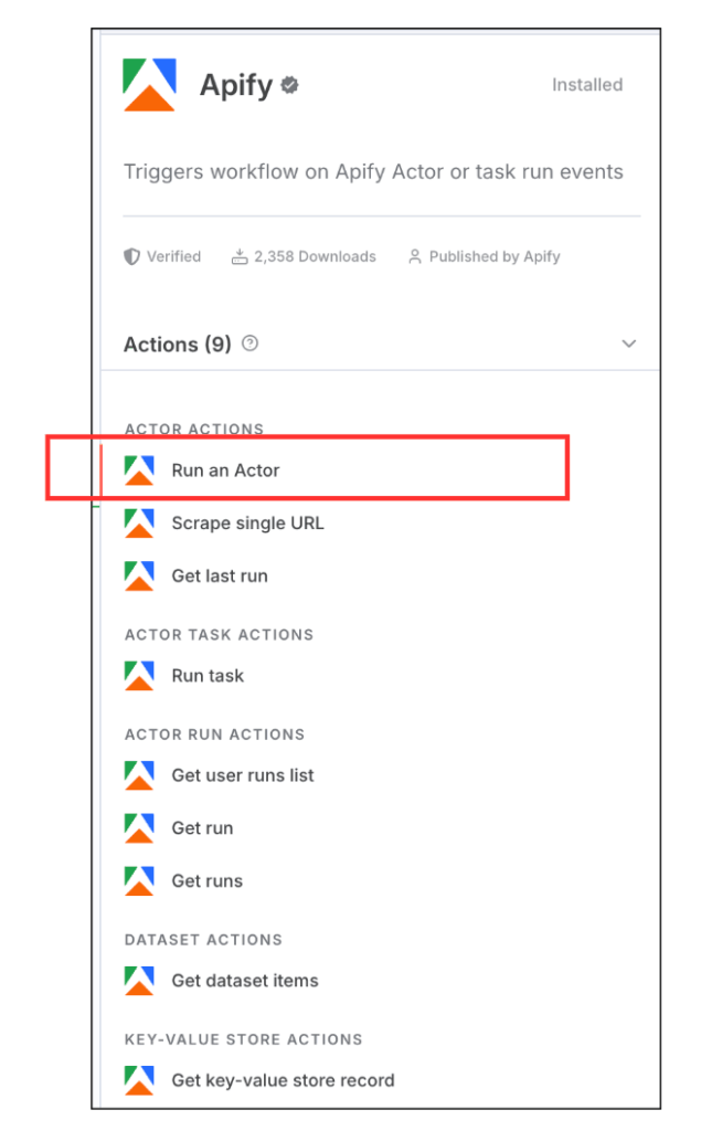n8nにあるApify関連ノード