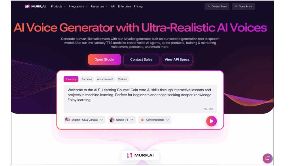 Murf AI（マーフ・エーアイ）公式サイト画像