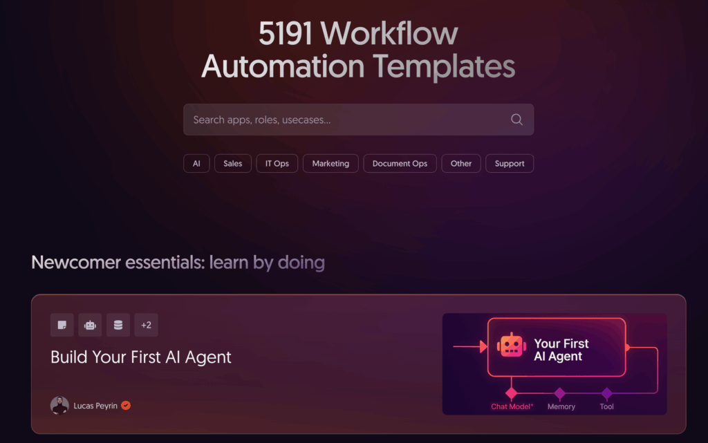 n8n公式サイトのテンプレート配布ページ
