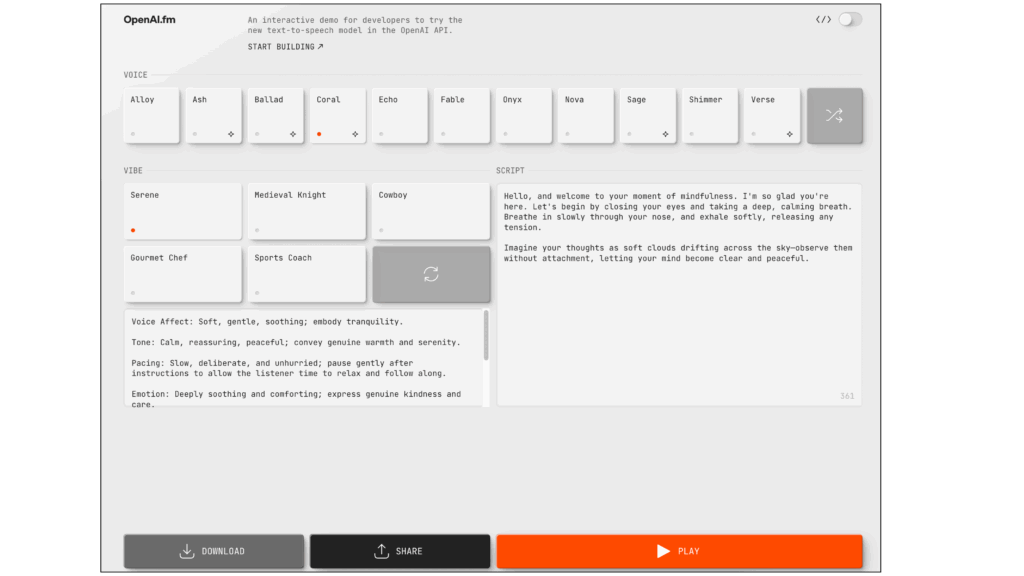 OpenAI.fm（オープンエーアイ・エフエム）公式サイト画像