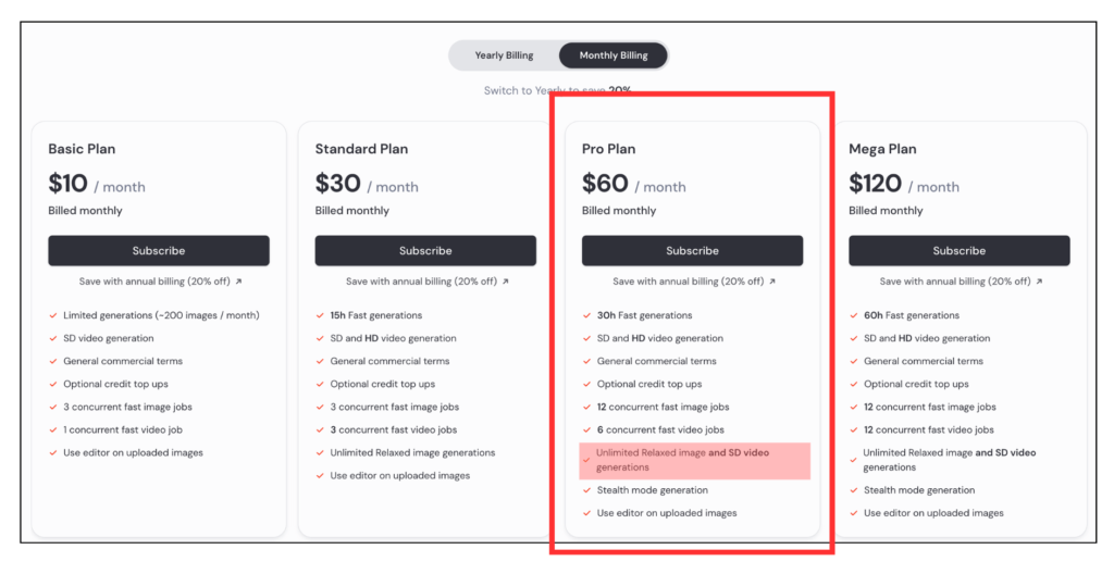 MidjourneyのProプランの料金